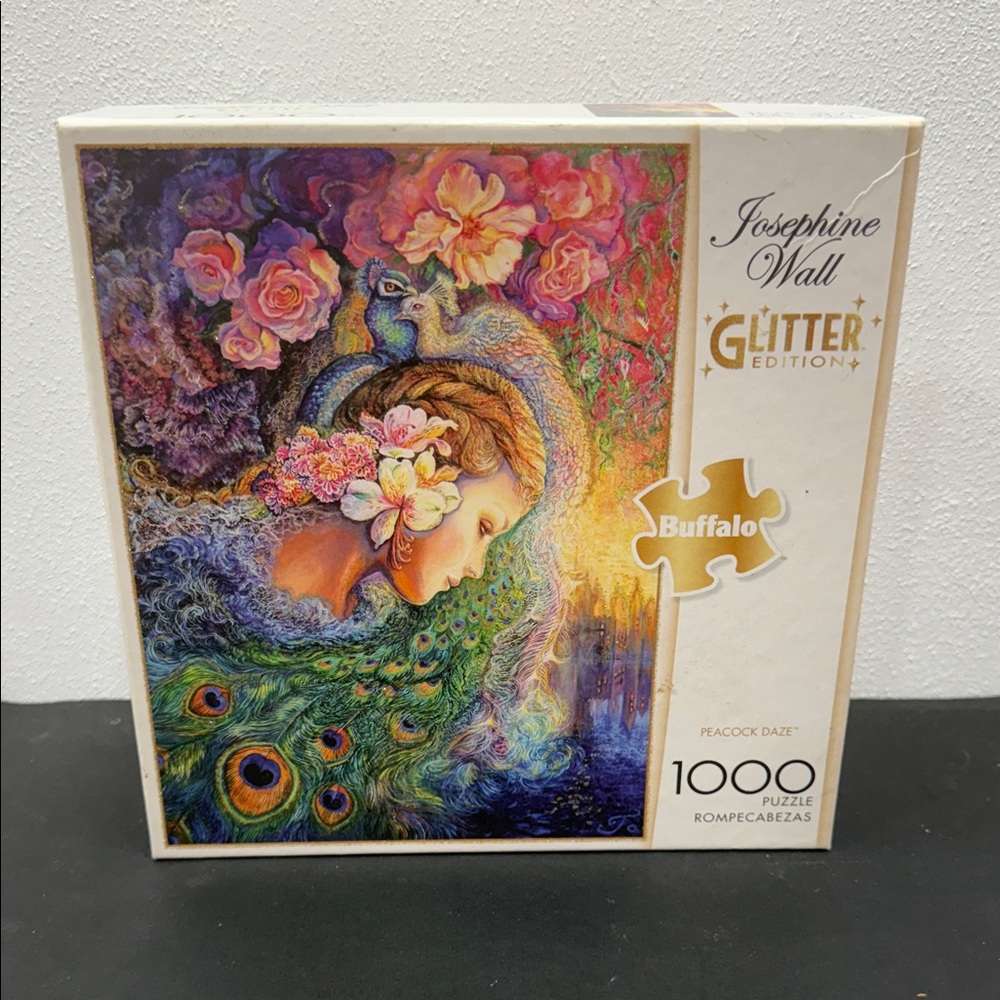 Buffalo Games Josephine Wall  Peacock Daze 1000 piece jigsaw puzzle glitter rare